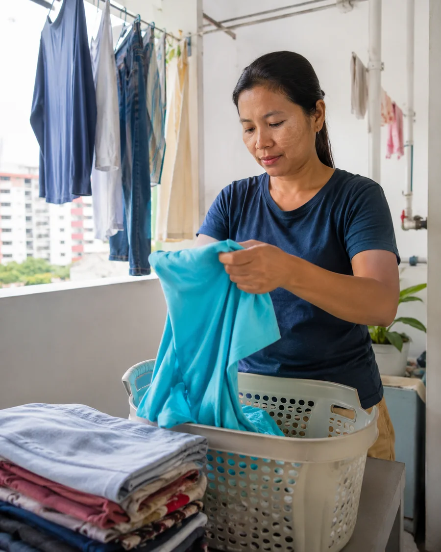 Helper doing laundry